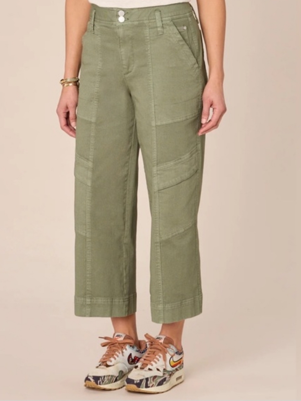 Democracy Wide Leg Cropped Utility Pants - Olive